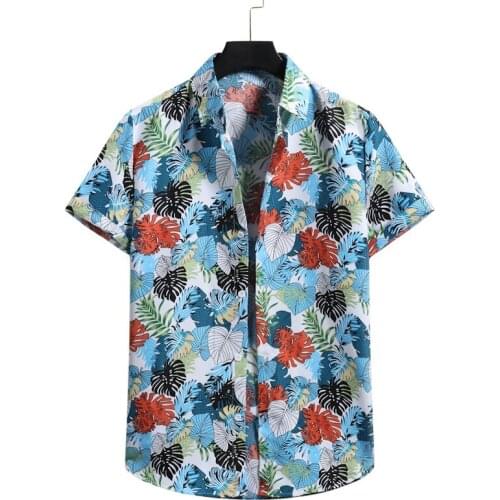 Mens Short Sleeve Hawaiian Shirt Hipster Floral Print Beach Aloha Shirts Men Harajuku Casual Shirt Male Camisa Hawaiana Hombre