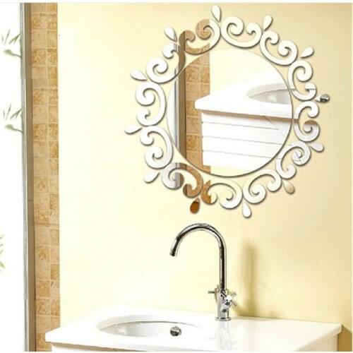Exquisite 3D Acrylic Mirror Wall Against Bedroom Bathroom Door Ceiling Circular Decoration Sticke Mirror Wall Stickers Decor