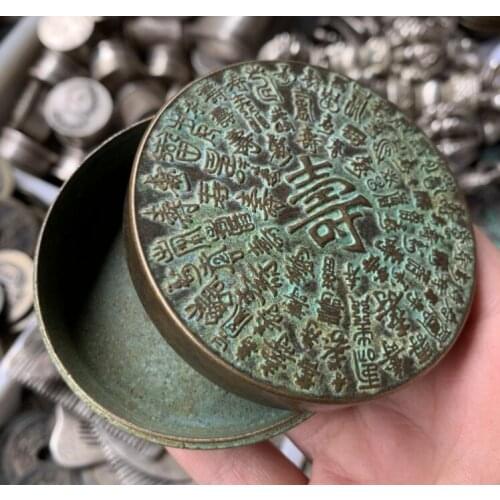 Collection of antique brass sculpture centenary box longevity ink box old goods free shipping