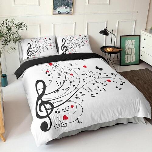 3D Music Note Bedding Set Duvet Cover Set Adult Kids Bedroom Decor Twin Full Double Queen King Duvet Cover Set for Bedroom