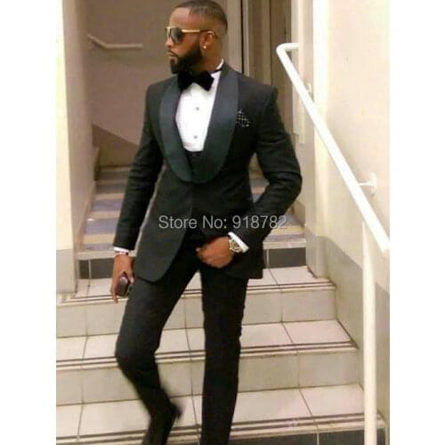 Costume Homme 2018 New Formal Tuxedo Black 3 Pieces Men Suits With Pant Groom Wedding Suits Slim Fit Groomsman Suit Men