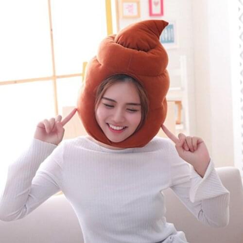 Creative Cute Shit Shape Plush Hat Stuffed Toy Funny Fake Poop Full Headgear Cap Gag Gift Cosplay Costume Party Photo Props Acce