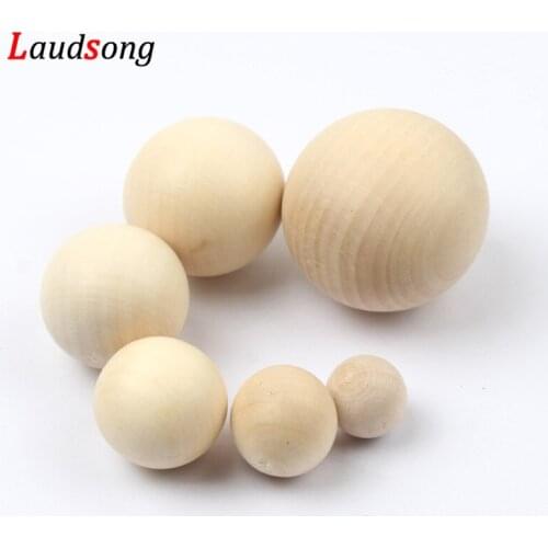 DIY No Hole Natural Ball Round Spacer Wood Beads Eco-Friendly Lead-Free Natural Color Wooden Beads For Jewelry Making 10-50mm