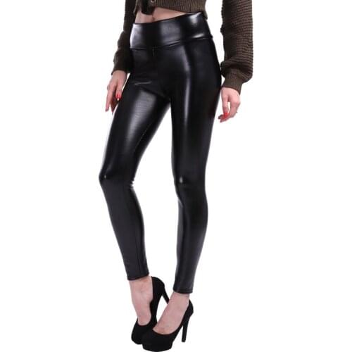 S-4XL Fashion Plus Size Leather Leggings Women High Quality Pants High Waist Legging Black PU Leather Leggins Trousers Women