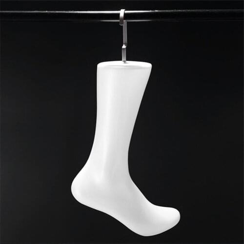 Plastic White 32cm Tall Foot Mannequin with Hook Feet Mold to Display Shoes Socks Stocking Feet Model