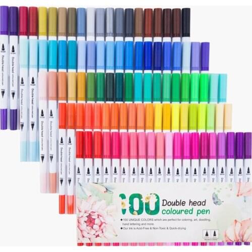24/36/48/68/80/100/120 Color Art Marker Pen Brush Sketching Dual Tip Watercolor Calligraphy Fineliner School Stationery Supplies