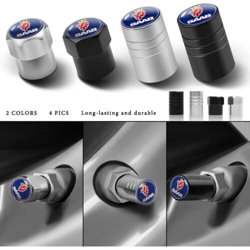 Car 3D metal 4PCS Auto Wheel Tire Valve Stem Caps Cover For SAAB SCANIA Aero 9-3 9-5 93 95 900 9000 Emblem Accessories