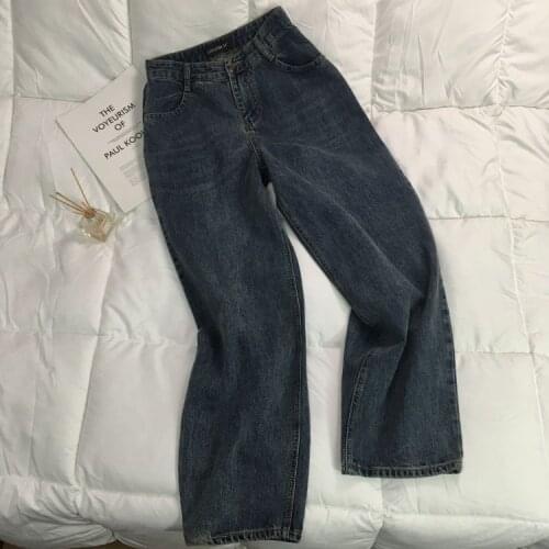 New Jeans Women Simple Straight Korean Style loose Streetwear High Waist Vintage Chic Casual Full-length All-match Trendy Ins