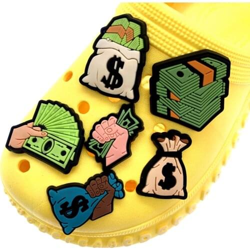 Wholesale 50PCS Mix Cartoon Shoes Charms For Kids Party Gifts Money Fashion Graden Shoe Decor Cash Accessories Purse Buckles