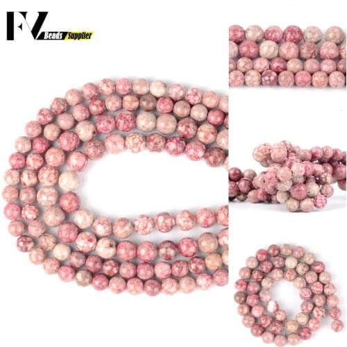 Wholesale 6 8 10 12mm Rose Red Maifanitum Round Loose Natural Stone Beads For Jewelry Making DIY Bracelets Necklace Needlework