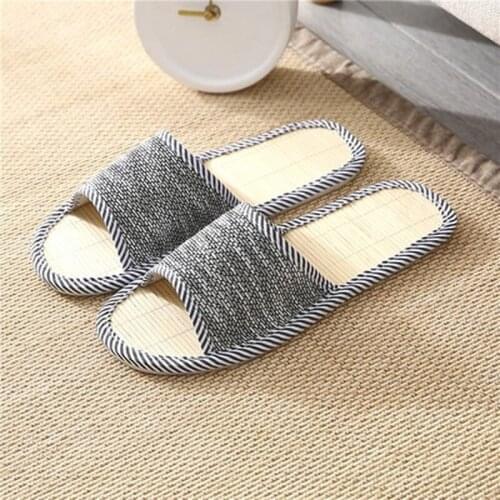 Autumn Men Home Hemp Slippers Bamboo Insole Slides For Man Fashion Indoor Large Size Couple Floor Shoes House Slippers
