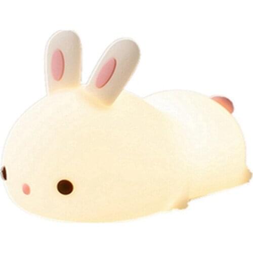 Rechargeable Colorful Touch-Sensor LED Night Light USB Cartoon Silicone Bunny Lamp,for Kids