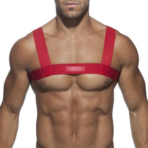 Sexy Mens Chest Strap Nylon Spandex Solid Color Male Elastic Shoulder Straps Muscle Men Party Carnival Decoration Gay 2021