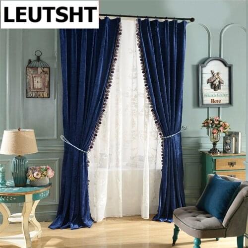 Custom-made high-end American bedroom floor curtains Blackout Classic luxury solid color curtains for Living Room /kitchen