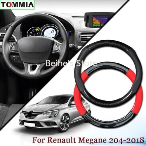 Anti-Slip Carbon Fiber Leather Car Steering Wheel Cover For Renault Megane 2004
