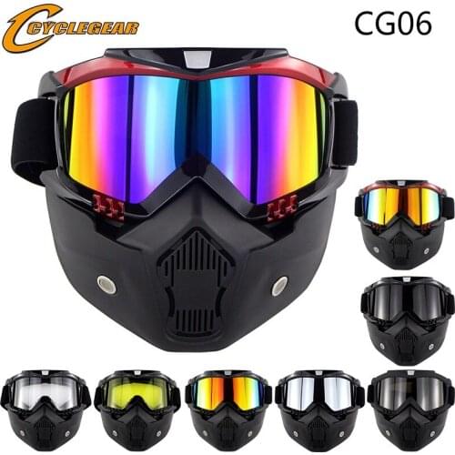 Retro mask Goggles Motorcycle Helmet goggles with mask cross country goggles sliding removable mask four seasons