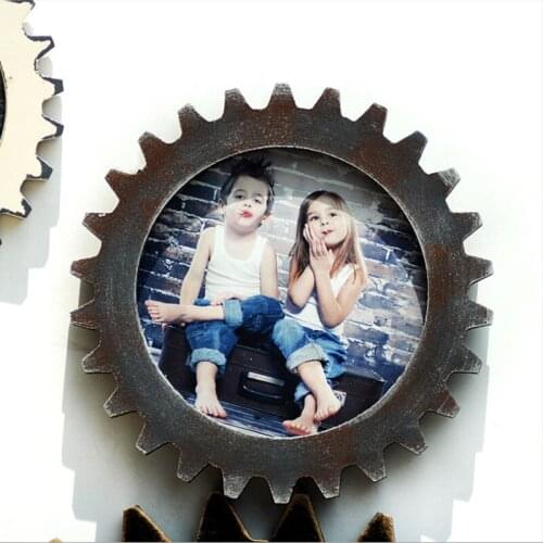 Retro Industrial Wind Photo Frame Creative Home Desktop Decoration Gear Photo Frame Decoration Wood Crafts