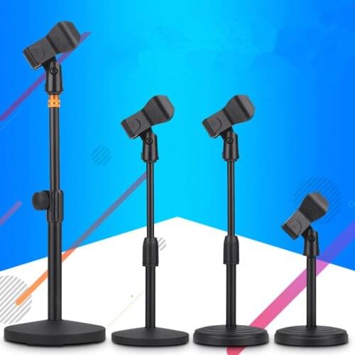 Foldable Desktop Mic Stand Adjustable Angle Foldable Table Tops Microphone Mount Holder Stand Bracket Plastic Black