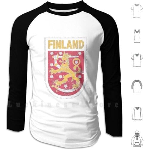 Finland Coat Of Arms Hoodie Long Sleeve Finland Fin Finnish Scandinavia Helsinki Europe Country Flag Nation