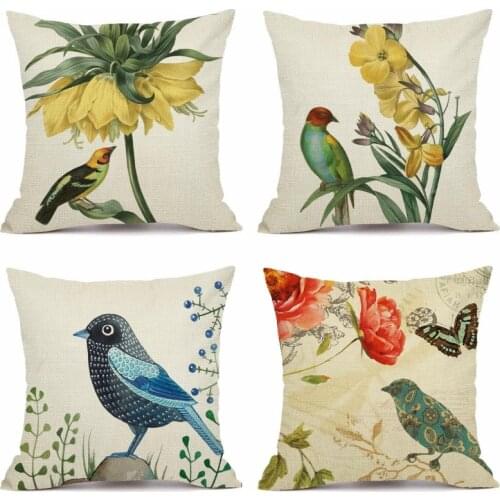 XUNYU Cartoon Bird Pillowcase Sofa Square Decorative Throw Pillow Cover Car Cushion Cover 45X45cm AC166