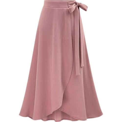 Autumn New High Waist Irregular Skirt Slit Skirt Europe plus-Size Mid-Length Skirt Straps Middle Length