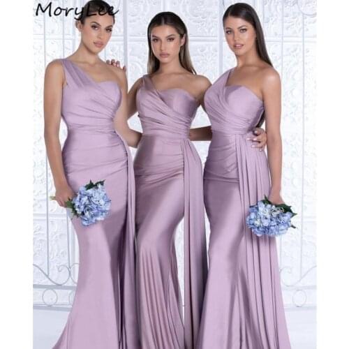 Bridesmaid Dresses Sexy One Shoulder Spandex Satin Mermaid Bridesmaid Dresses Zipper Back Wedding Party Bridemaid Gowns