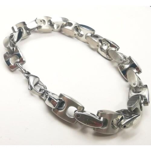 11m 8.66'' Vintage black Silver Casting Curb Chain Link Rope Bracelet For Mens Boys Stainless Steel Bangle