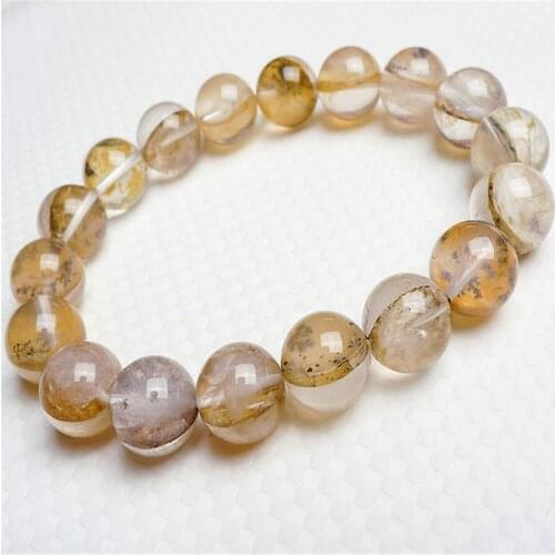 12mm Natural Petrified Tree Wood Dendrolite Gems Stone Loose Round Bead Fashion Jewelry Stretch Charm Crystal Bracelet Femme