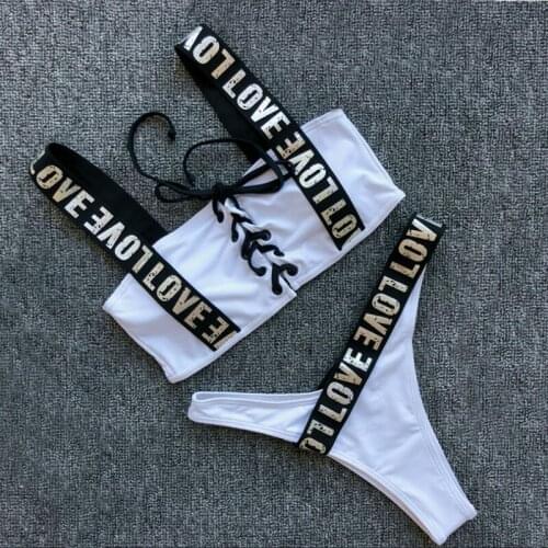 2019 Plus Size Bikini Set wide Swimwear Women Letter Print Swimsuit Womens Swimming Suit Bathing Suit Bodysuits Sexy Bikini XXL