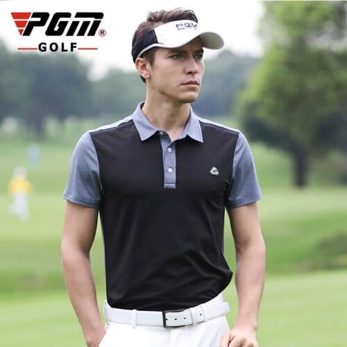 2020 PGM New golf apparel mens summer breathable stitching short-sleeved quick-drying golf T-shirt Men sports clothing tops