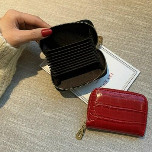 2020 New Crocodile Pattern Card Holder Retro PU Leather Wallet Unisex Clutch Bag Zipper Coin Purse Multifunctional Card Holder