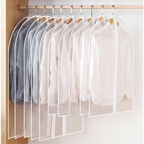5 PCS Clothes Hanging Dust Cover Garment Dress Clothes Suit Coat Storage Bags 100% Transparent Wardrobe Washable Clothing Bag