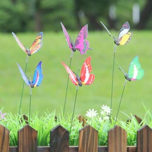50pcs Butterflies Garden Yard Planter Colorful Whimsical Butterfly Stakes Decoracion Outdoor Decor Flower Pots Decoration