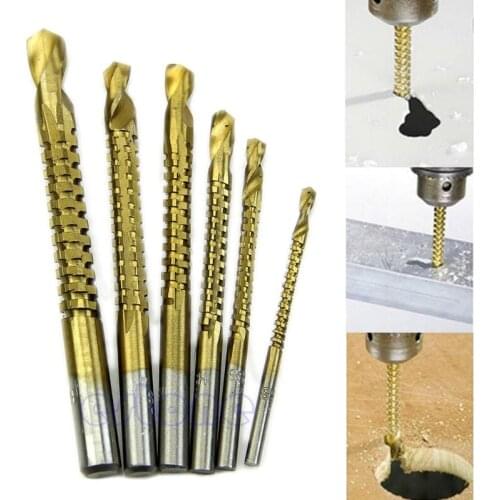 6pcs Woodworking Cutting Cutter Hole Saw Holesaw Wood Metal HSS Ti Drill Bit