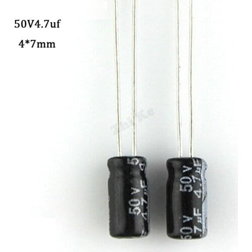50 pcs/lot 50 V 4.7 UF 4*7mm 50V 4.7UF 4mmX7mm Aluminum electrolytic capacitor