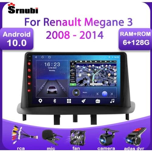 Srnubi 9" Android 10 Car Radio for Renault Megane 3 Fluence 2008 - 2014 Multimedia Player 2 Din Navigation GPS WIFI Stereo DVD