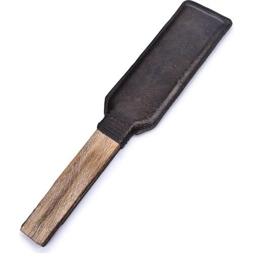 Free Shipping Sex Toys Genuine Leather Whip Bdsm Spanking Paddle Bondage Flogger Wooden Handle Sex Shop For Couples Adults Game