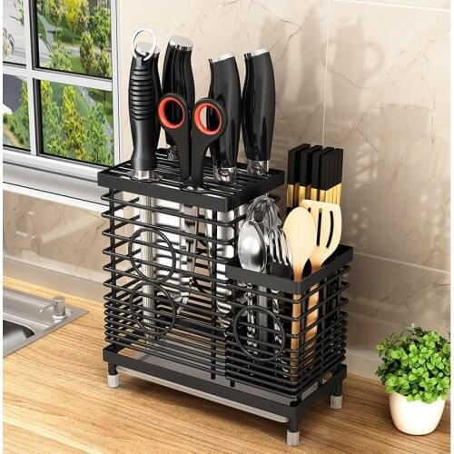 Stainless Steel Knife Holder Multifunction Storage Knife Block Metal Kitchen Knife Stand Rack Dining Chef Accessories Tools