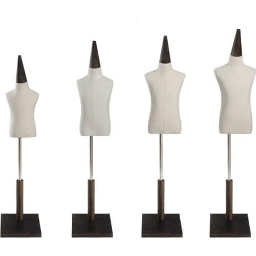 Half Body Child Children Mannequin With Wooden Base For Cloth Display