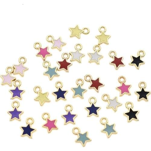 40Pcs Multiple Colour Enamel Alloy Mini Star Charms Necklaces Bracelets Jewelry Accessories for DIY