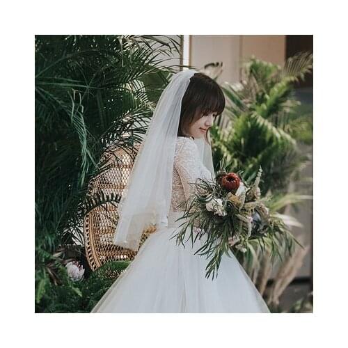 75CM soft tulle short wedding veils two layers of cut edge wedding veil with comb 2019 in stock