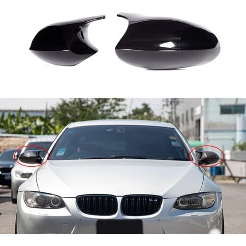 1 Pair Glossy Black Rear View Side Mirror Cap Cover Fit for BMW E81 E82 E87 E90 E91 E92 E93 2010 2011