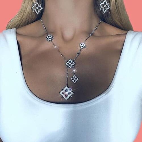 KellyBola Luxury BOHO Trendy Dangle Drop Earrings Necklace For Women Nobal Bridal Wedding Cubic Zircon jewelry Set High Quality