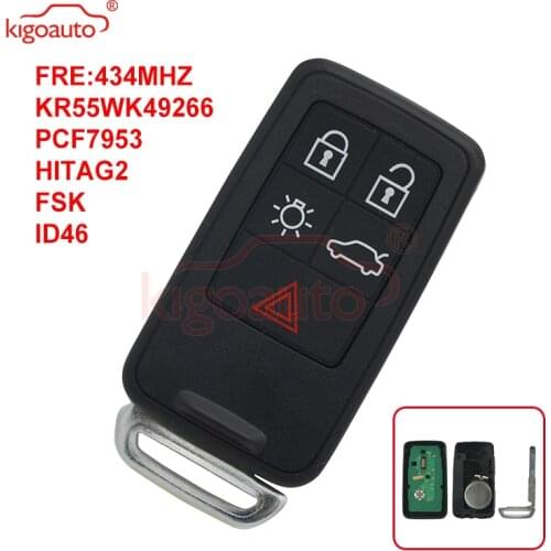 Kigoauto KR55WK49264 Smart key 434Mhz 5 button for Volvo 2007 2008 2009 2010 2011 XC70 V70 XC60 S80 S60