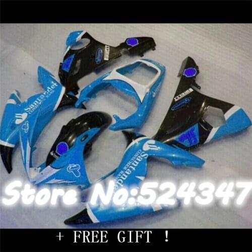 B plastic fairing kit for YZF-R6 03 04 05 black blue Santander YZF R6 2003 2004 2005 custom fairings set