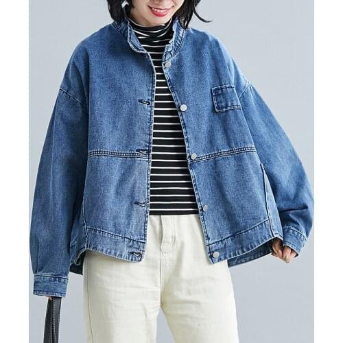 Oversized Denim Jacket Women Long Sleeve Loose Plus Size Causal Spring Autumn Jean Coat Clothes 2021 Lady Outerwear Veste Femme