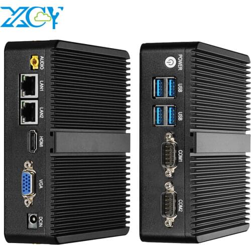 XCY Fanless Mini PC Intel Celeron N4100 Dual Gigabit Ethernet 2x RS232 HDMI VGA 4xUSB WiFi Windows 10 Linux Industrial Computer