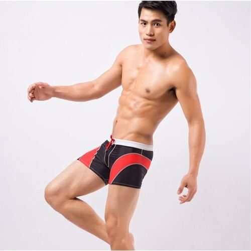 Summer Beach Sexy Color-matching Mens Patchwork Swimming Suits Wholesale Comfortable Low-waist Swimming Trunks
