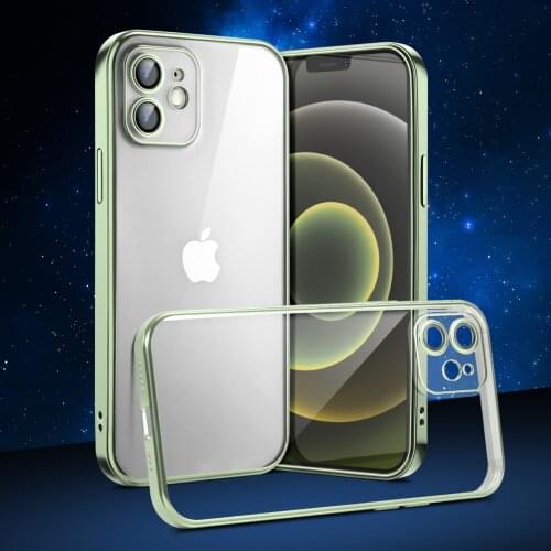 For Apple iphone 12 Pro Max Case Soft TPU Transparent plating Slim Lens protective Back Cover Case For iphone 12 Pro 12Mini