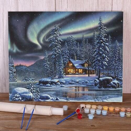 Landscape Winter Snow Scenery DIY Painting By Numbers Kit Oil Paints 50*70 Picture By Numbers Photo Home Drawing